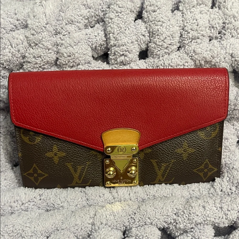 Louis Vuitton Red and Brown Monogram Clutch